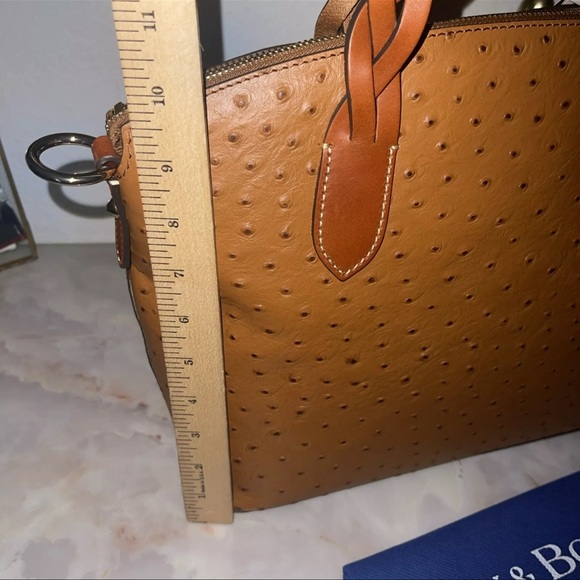 Dooney & Bourke Ostrich Celeste Satchel Caramel Brown (368.00) - Picture 13 of 15
